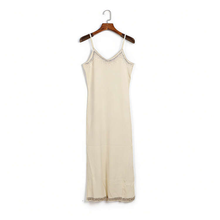 Spring new designer knitted round neck rhinestone long sleeved k30 cardigan and camisole long skirt elegant style