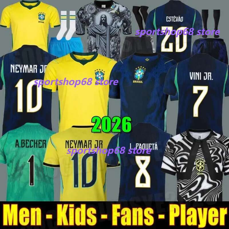 2026 2027 World Cup BRAZILS soccer jerseys Camiseta de futbol PAQUETA RAPHINHA 25 football shirt maillots VINI 2024 brasil RICHARLISON men kids NEYMAR JR