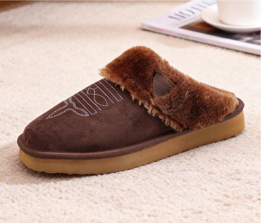 Fashion Designer Slides Men's Plush Slippers Men Luxury Embroidery Mules Casual Flats Mens Fuzzy Fur Slide