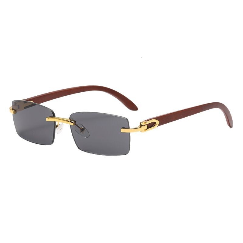 Designer sunglasses New frameless cut-edge personalized sunscreen for fashion shows travel, stylish and versatile women's sunglasses with wood gr