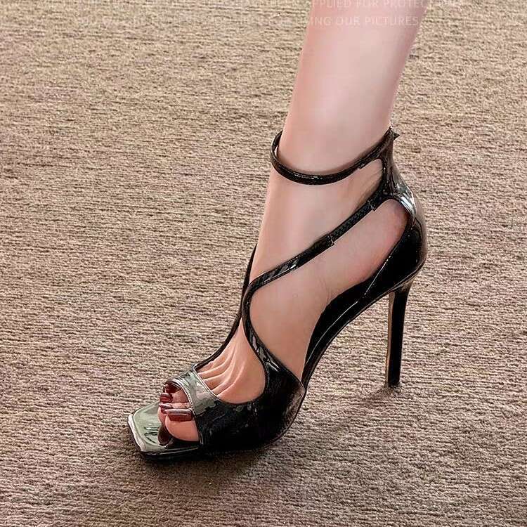 Women Cross Strap Sandals For Women, Thin Heel Nude High Heels, Super Popular Sexy Royal Sister Style, Square Open Toe Roman Shoes