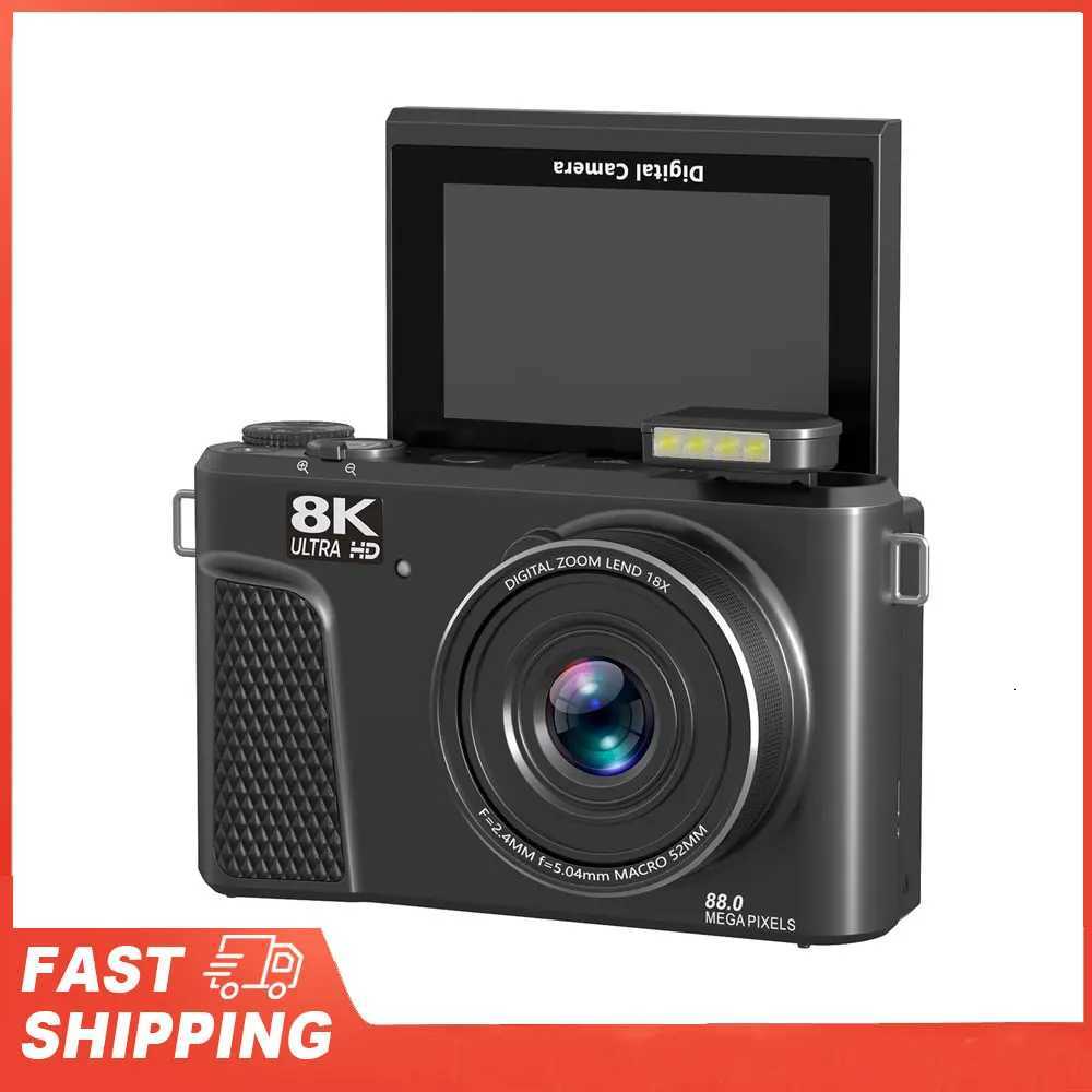 Digital Camera 8K 88MP 18x Zoom Autofocus WiFi Travel Camera with 3 Inch Flip Screen Multiple Filters Fill Light for LiveT260401