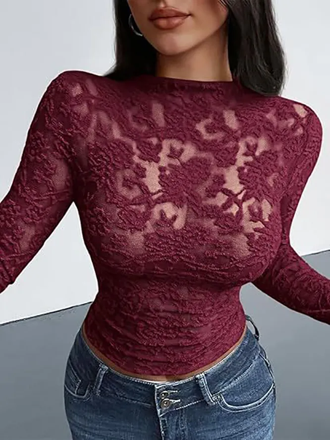 Sexy Transparent Lace Bodysuit with Mesh Details Casual Tank Tops for Girls' Social Gatherings & Clubs