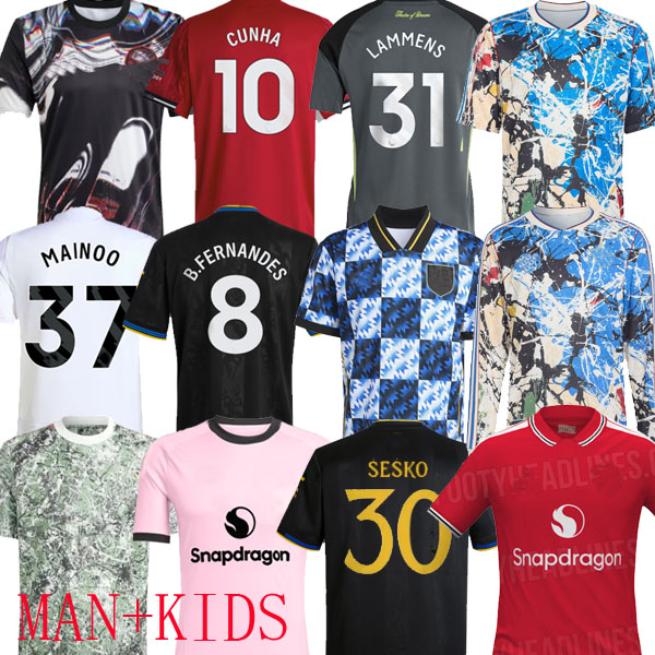 25 26 27 2026 Sesko YORO 4XL Stone Roses Soccer Jerseys CUNHA AWAY LAMMENS George MARTINEZ CASEMIRO UNTED Lunar third 2025 football shirt fans B. FERNANDES MBEUMO DE