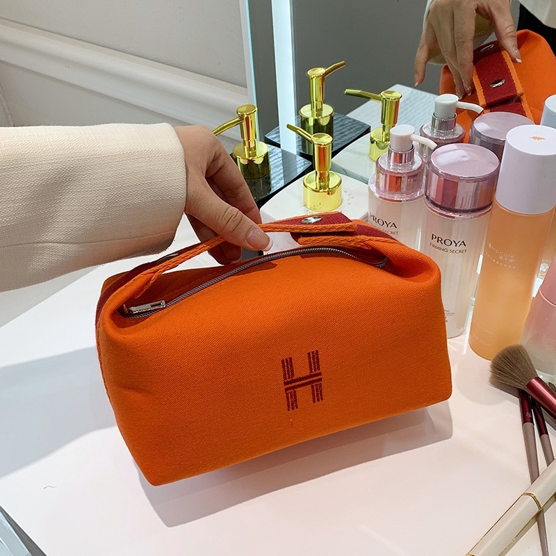 New fashion Style Makeup Internet Celebrity Handheld Canvas Large Capacity Cosmetic Storage Bag, Travel Toiletry Bag