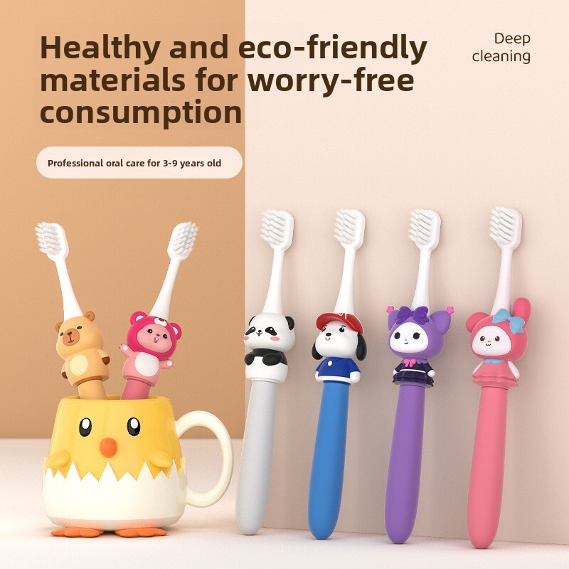 Toothbrush Children's Cartoon Soft Bristles 3-6-9 Years Old Baby Small Head Oral Cleaning Household Pink Rabbit Color