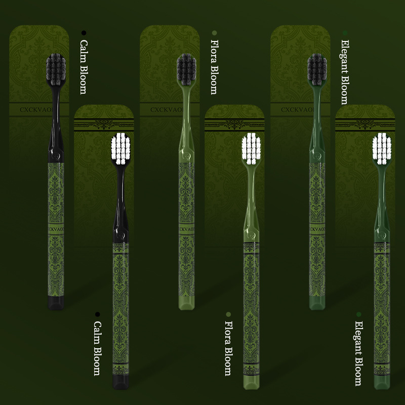 Toothbrush Soft Bristle Clean Gum Care Household 6Pcs Light Luxury Gift Box Green High End Luxury Color Matching