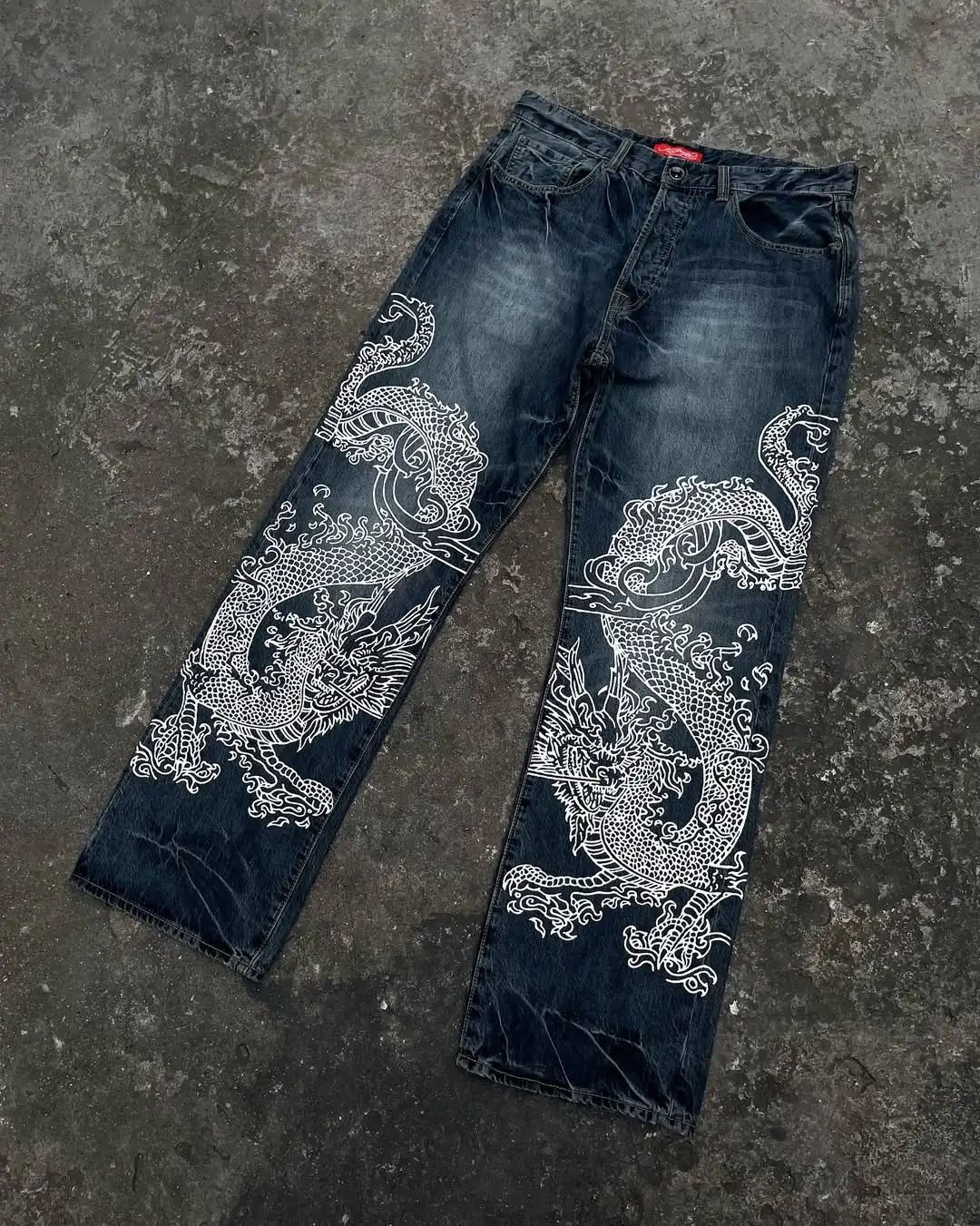 American Mens Dragon and Tiger Printed Jeans Cowboy High Street Urban Leisure Fashion Hip Hop Street Wear Daily Wearing Style 260331