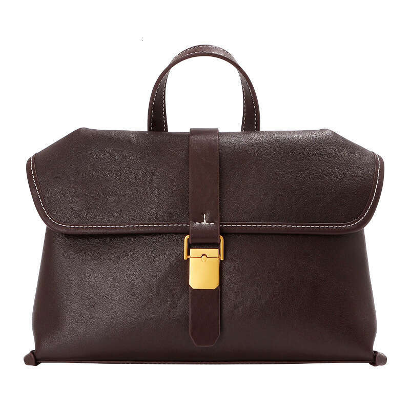 Women's Top Layer Cowhide Messenger Bag, Niche Genuine Leather Large Capacity Shoulder Crossbody Bag, Casual Commute Handbag SENYY