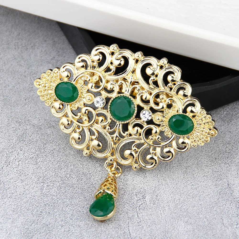 Sunspicems Fashion Arabic Flower Caftan Brooch Pins For Women 18K Gold Color Morocco Algeria Wedding Jewelry Crystal Bijoux Gift Z260401