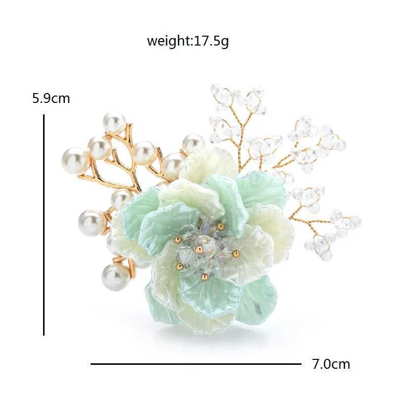 Wulibaby Handmade Crystal Flower Brooches For Women Designer 3-color Pearl New Beauty Flower Party Office Brooch Pins Gifts Z260401
