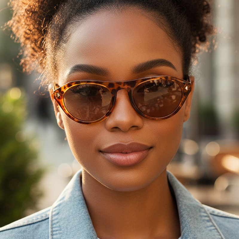 Hot selling retro women's cat eye sunglasses with classic turtle black frame brown gradient lenses, UV400 protection, fashionable design, free sh