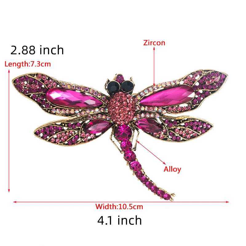 Women Men Luxury Full Crystal Dragonfly Brooches Big Rhinestone Trendy Badges Insect Vintage Jewelry Suit Clothing Pins Z260401