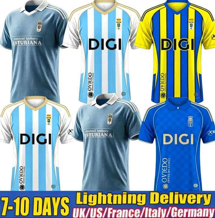 25 26 Real Oviedo 100TH Soccer Jerseys ALEMAO ILYAS NACHO V.M. S. CAZORLA COLOMBATTO PARASCHIV SEOANE PORTILLO SEOANE men kids kits socks sets retro