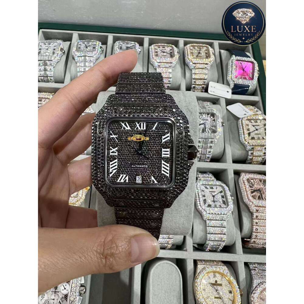 Men's Designer Moissanite Watch - D Color VVS Iced Out Full Automatic Mechanical Movement with Wholesale Price & Free Shipping