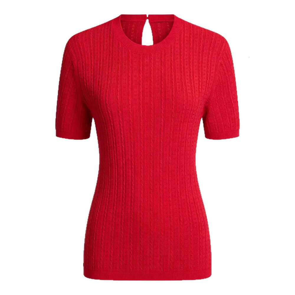 2026M's new summer fashion retro k30 twist slim-fit round-neck short-sleeve pullover knit top for women