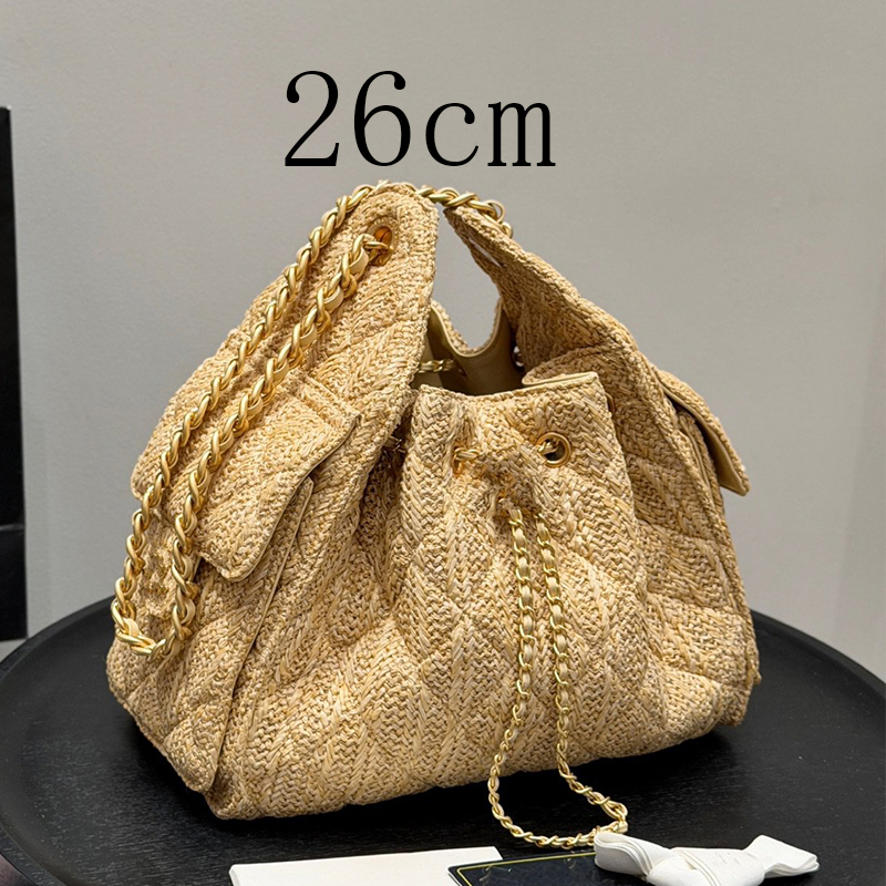 Designer Handbag Shoulder 25s Deerskin fleece hobo bag Straw woven hobo underarm bucket bags genuine leather quilted bucket bag chain shoulder crossbody tote bag