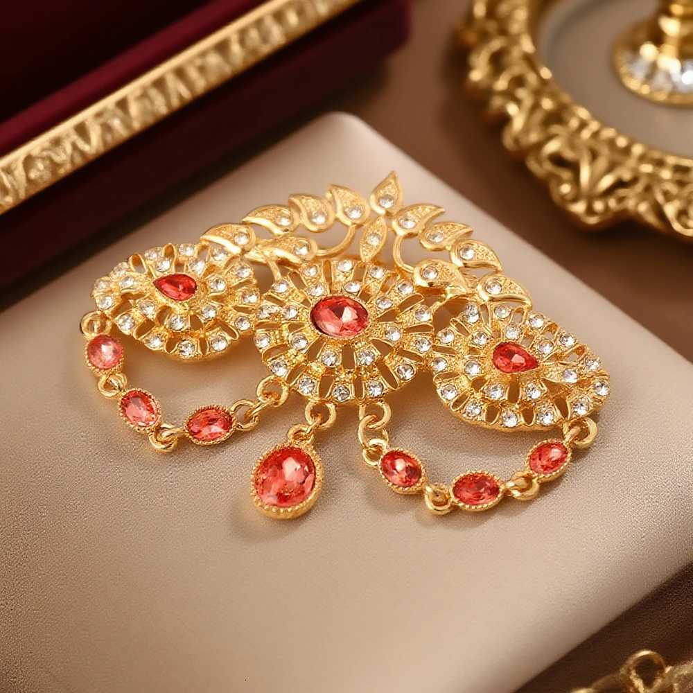 Gold plated moroccan vintage brooch for women arabic middle east bridal brooch pin caftan jewelry Z260401