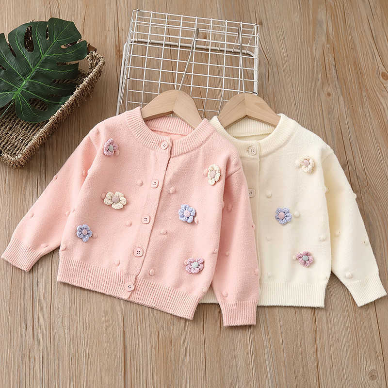 Cardigan Cardigan Girls Sweater Cardigan Knitted Sweater Children's Clothing Jacket Autumn Winter New Handmade Flower Girl Baby Girl Top