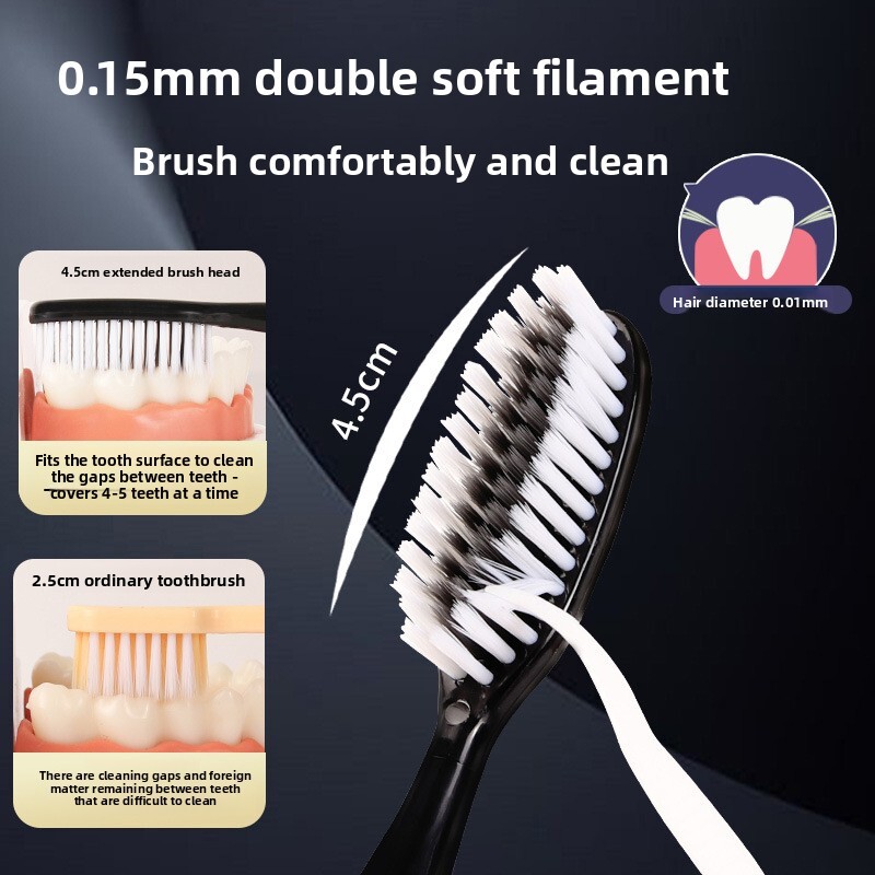Toothbrush Extended Long Head Deep Cleaning Luxurious Ultra Fine Soft Bristles Butterfly Floral Print High Aesthetic Value For Oral Hygiene