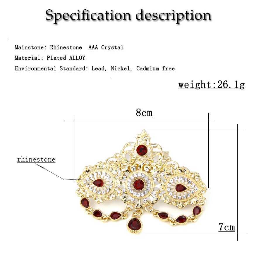 Sunspicems Colorful Crystal Brooch Pendant For Women Gold Color Algeria Morocco Wedding Jewelry Caftan Brooch Pin Bridal Gift Z260401