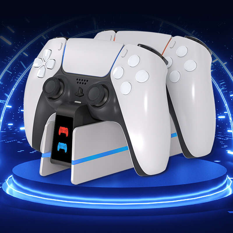 New PS5 Dual Controller Fast Charging Dock with RGB Ambient Light, DualSense Charger, Overcharge Protection, Plug and Play Game Accessories CKS