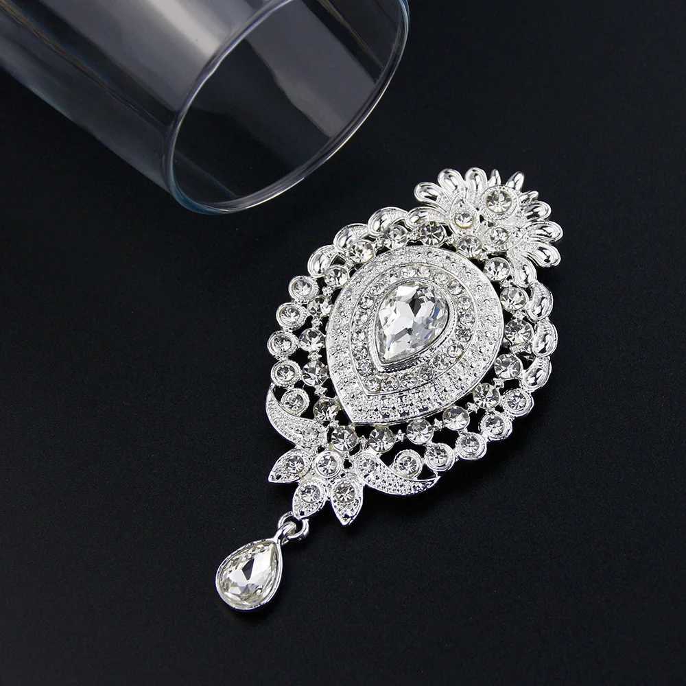 Sunspicems Gold Silver Color Morocco Crystal Brooch Pins For Women Algeria Caftan Jewelry Arabian Flower Brooches Wedding Bijoux Z260401
