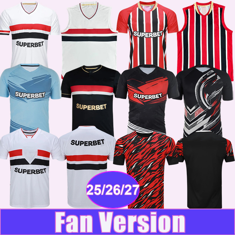 25 26 27 Sao PAUlo Mens Soccer Jerseys CALLERI LUCIANO LUCAS FERREIRA LEANDRO WENDELL ALISSON Home Away 3rd GK Training Wear Football Shirts
