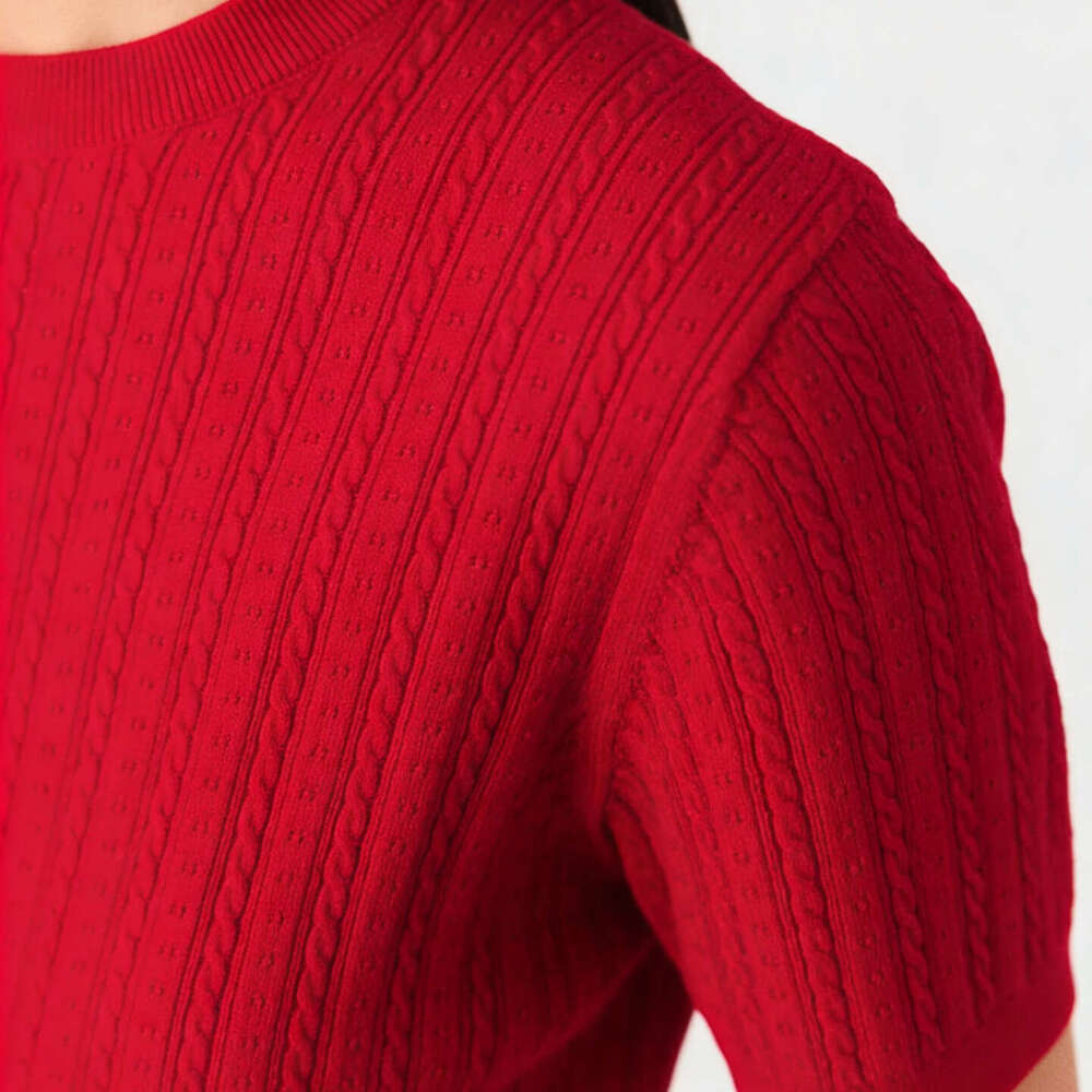 2026M's new summer fashion retro k30 twist slim-fit round-neck short-sleeve pullover knit top for women