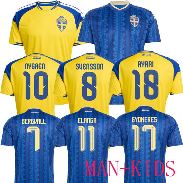 2026 2027 Sweden soccer Jerseys 26 27 isak Gyokeres Elanga Bergvall Nygren Larsson uniform home away Football Shirt FAN KIDS PLAYER sfwew