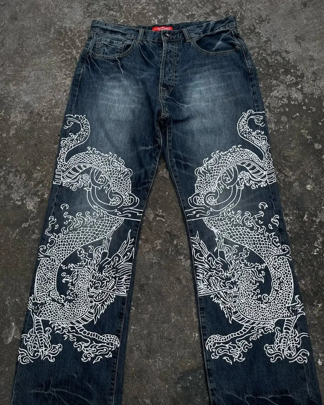American Mens Dragon and Tiger Printed Jeans Cowboy High Street Urban Leisure Fashion Hip Hop Street Wear Daily Wearing Style 260331