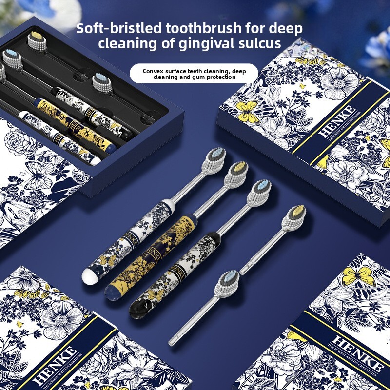 Toothbrush Mountain Style Interchangeable Head Convex Large Wide Head For Adults And Couples High Aesthetic Handle Gift Box Packaging