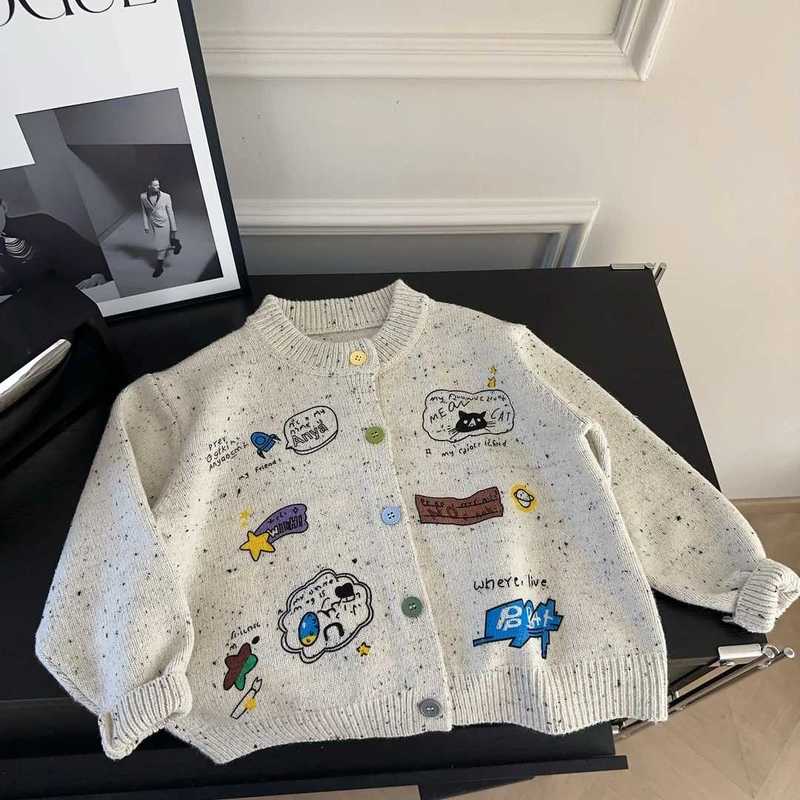 Cardigan Cardigan Han Xiaoxiao Early autumn knit cardigan new cartoon sweater jacket loose cardigan for boys and toddlers