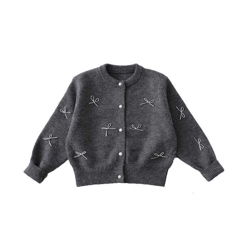 Cardigan Cardigan Girls' Wool Sweater Autumn/Winter Korean Style Round Neck Knitted Cardigan with Stylish Bow