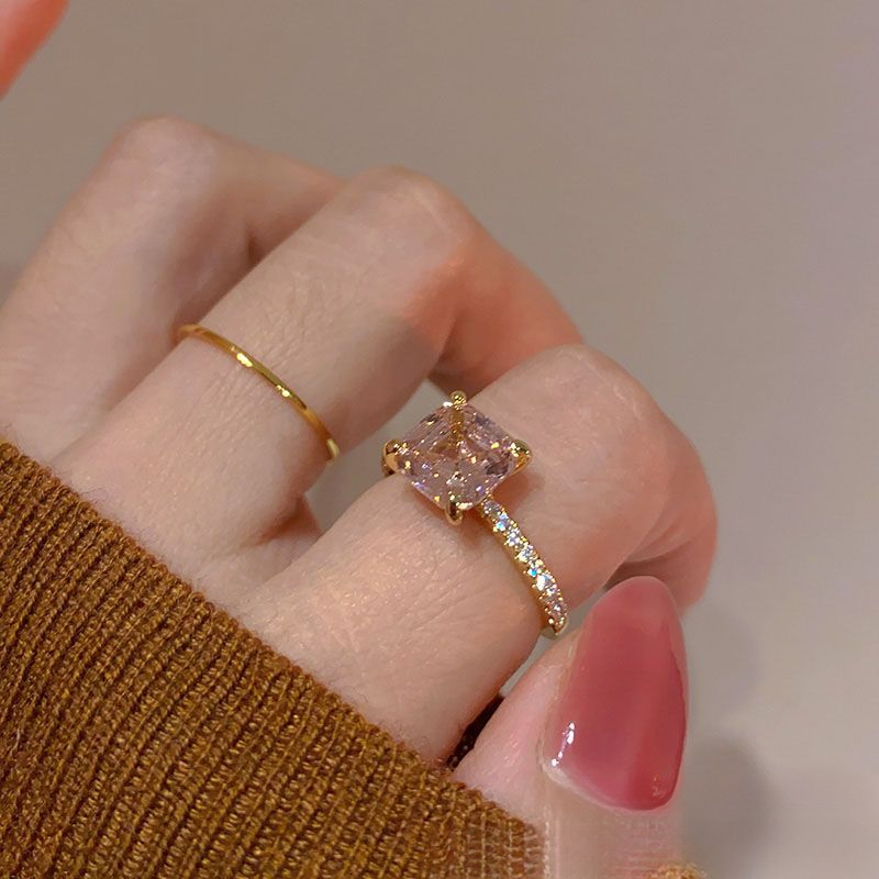Pink Designer Ring Ultra-Sparkling Zirconia Ring for Women Affordable Luxury Holiday Gift for Women Unique Index Finger Ring