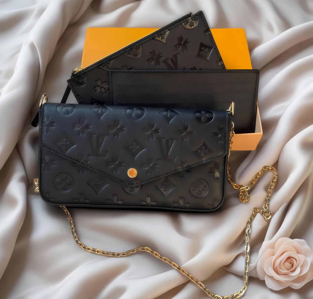 Top 3pcs set Women Classic Luxury designer handbag Pochette Felicie Bag Genuine Leather Shoulder Clutch Tote Messenger Purse Crossbody Bag