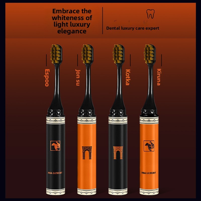 Toothbrush Lipstick Foldable Soft Bristle Luxury Orange Business Travel Home Couple Set High End Men Women Gift Box