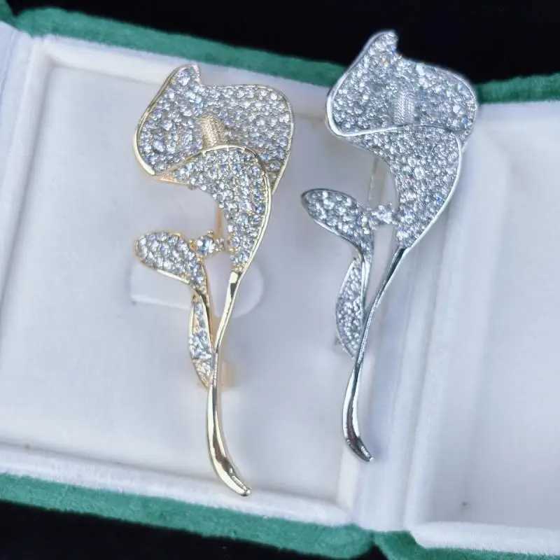 Fashion Exquisite Shiny Rhinestone Tulip Brooches For Women Clothing Coat Jewelry Accessries Gift Z260401