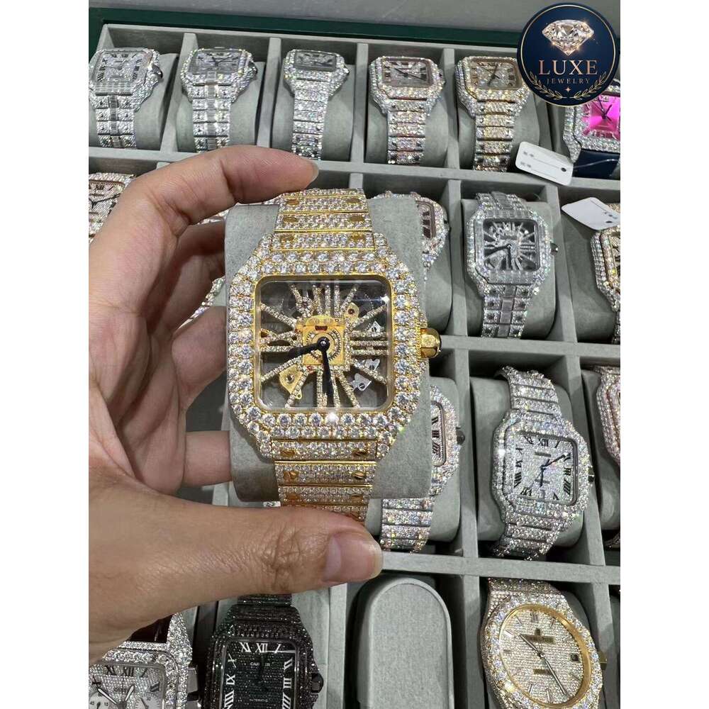 Men's Designer Moissanite Watch - D Color VVS Iced Out Full Automatic Mechanical Movement with Wholesale Price & Free Shipping