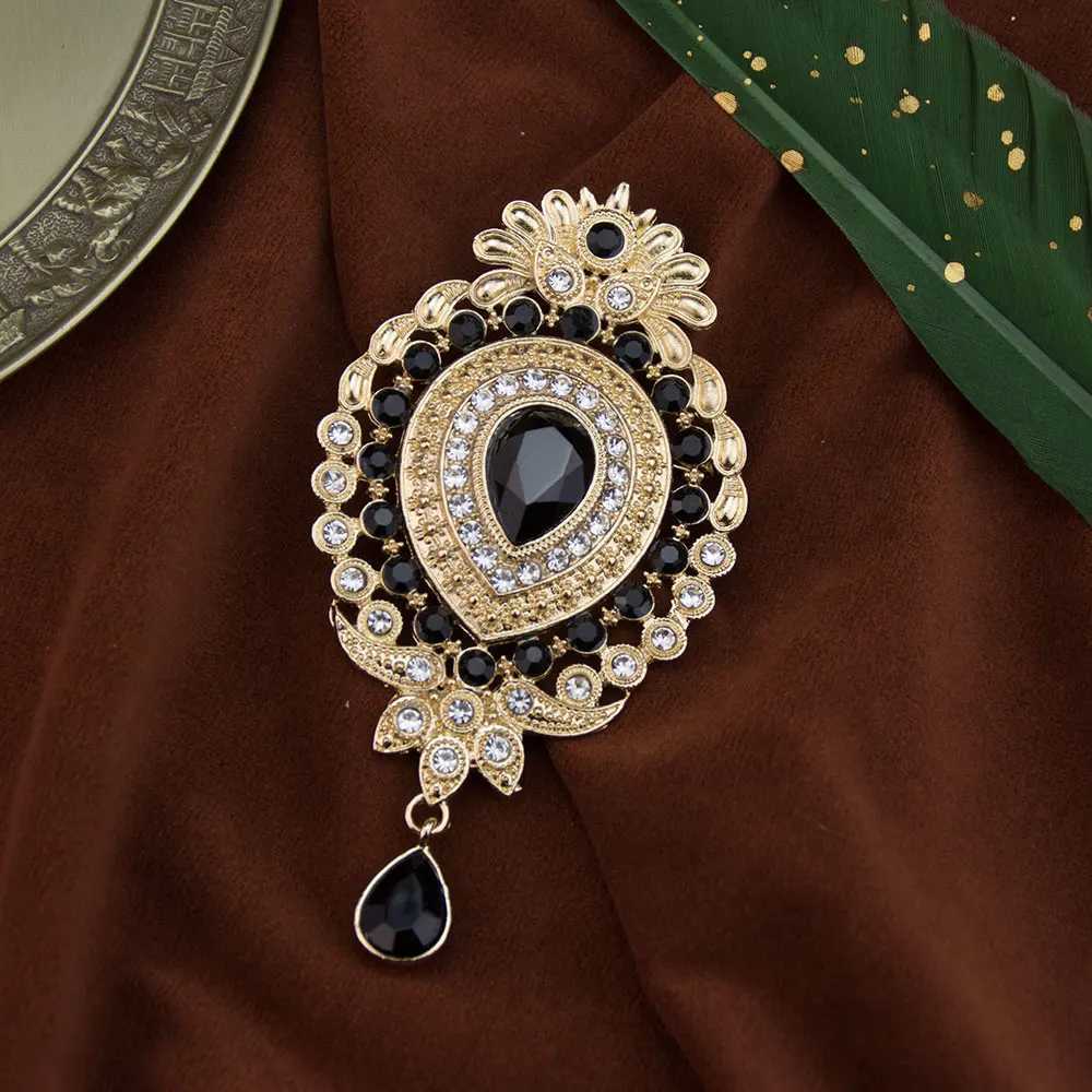 Sunspicems Gold Silver Color Morocco Crystal Brooch Pins For Women Algeria Caftan Jewelry Arabian Flower Brooches Wedding Bijoux Z260401