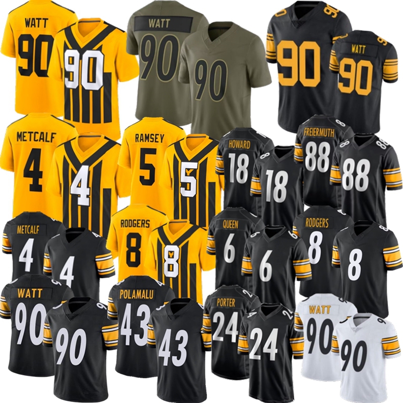 Aaron Rodgers DK Metcalf TJ Watt Football Jersey Michael Pittman Jr Jalen Ramsey Will Howard Queen Boswell Polamalu Freiermuth Johnson Heyward Sawyer 