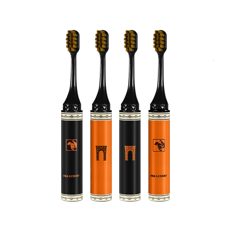 Toothbrush Lipstick Foldable Soft Bristle Luxury Orange Business Travel Home Couple Set High End Men Women Gift Box