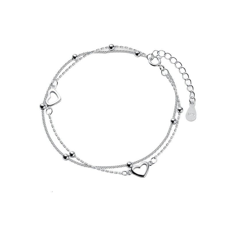 Lady's Double Heart-shaped Bracelet Designer Luxury Item With Unique Design High-end Texture Light Luxury Style Unique And Simple Jewelry