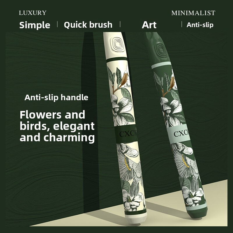 Toothbrush New Upgraded Double Convex Long Wide Head Soft Bristle Adult Household Gum Care Green Flower Color