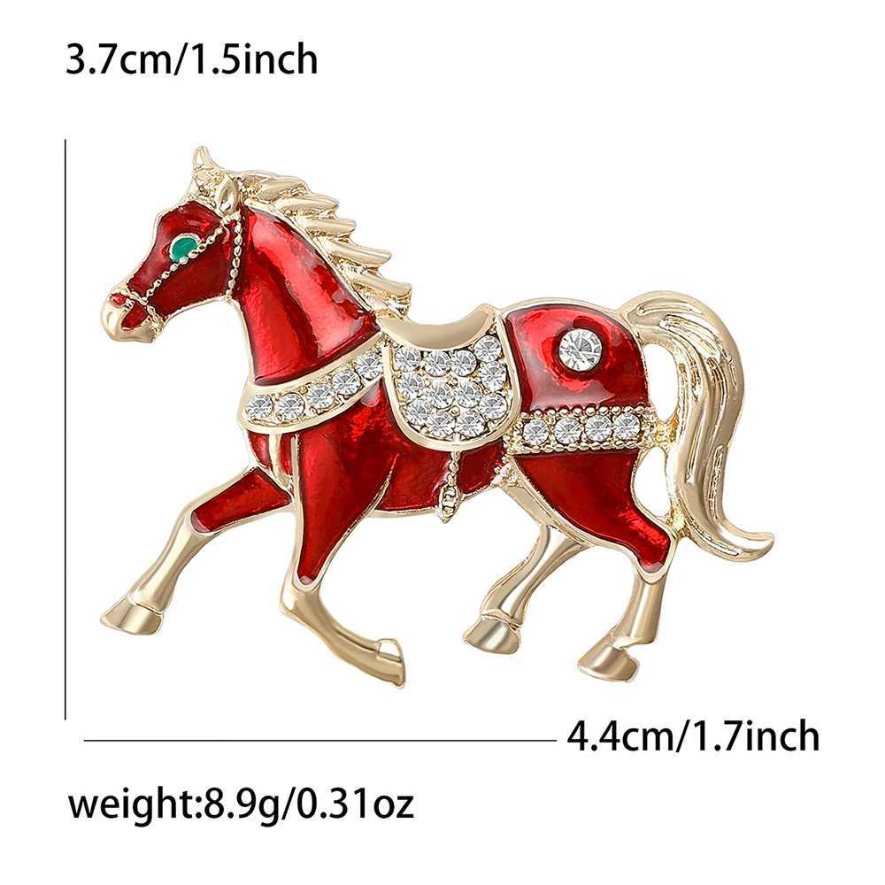 FTCY Luxury Horse Brooches for Women Enamel Rhinestone Animal Pins Womens New Year Party Gifts Jewelry Accessories Z260401