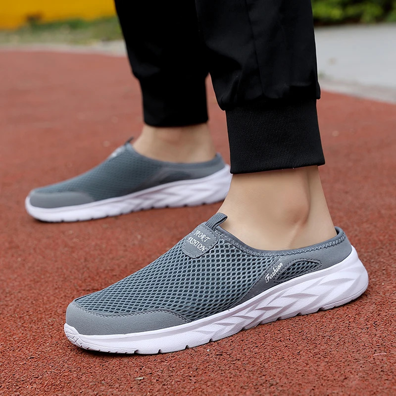 Plus size 39- 47 Summer Men Half Slippers Lightweight Casual Shoes Outdoor Male Flat Slippers Anti-slip Mesh Slip on Loafers 260625 - view 7