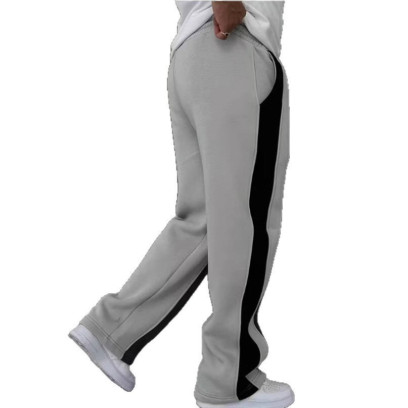 autumn and winter white striped sweatpants, loose printed wide-leg pants, men's straight-leg sports pants, versatile casual trousers