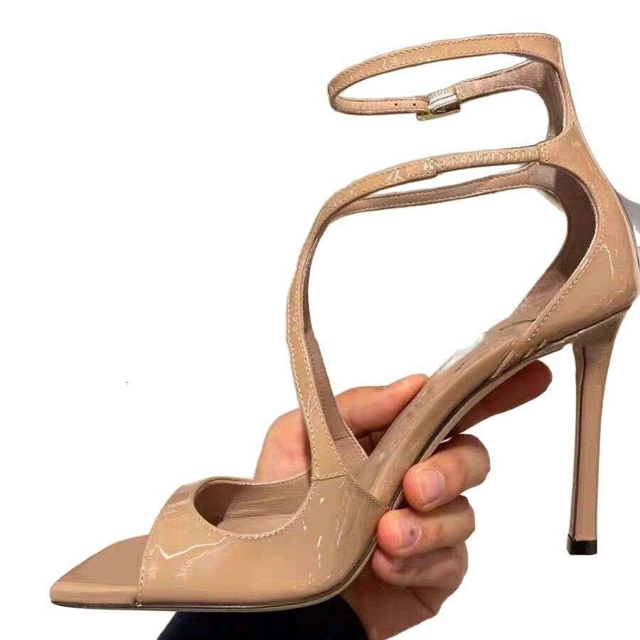 Women Cross Strap Sandals For Women, Thin Heel Nude High Heels, Super Popular Sexy Royal Sister Style, Square Open Toe Roman Shoes