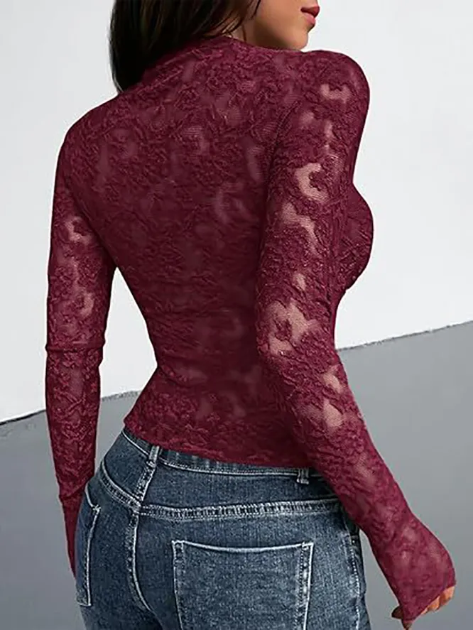 Sexy Transparent Lace Bodysuit with Mesh Details Casual Tank Tops for Girls' Social Gatherings & Clubs