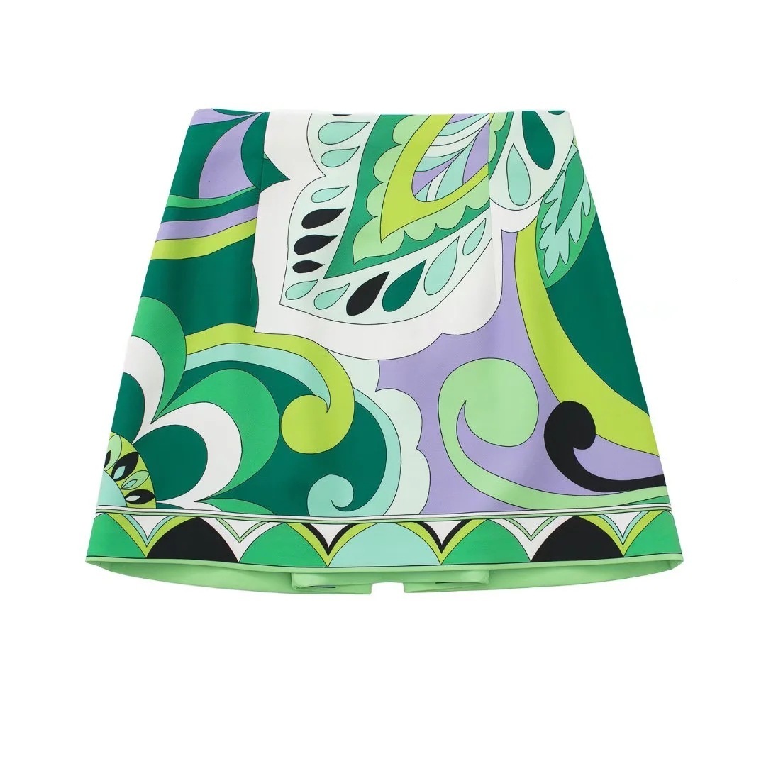 Women Rompers Zevity Women Vintage Totem Floral Print A Line Mini Skirt Faldas Mujer Ladies Chic Side Zipper Casual Retro Vestidos 230711